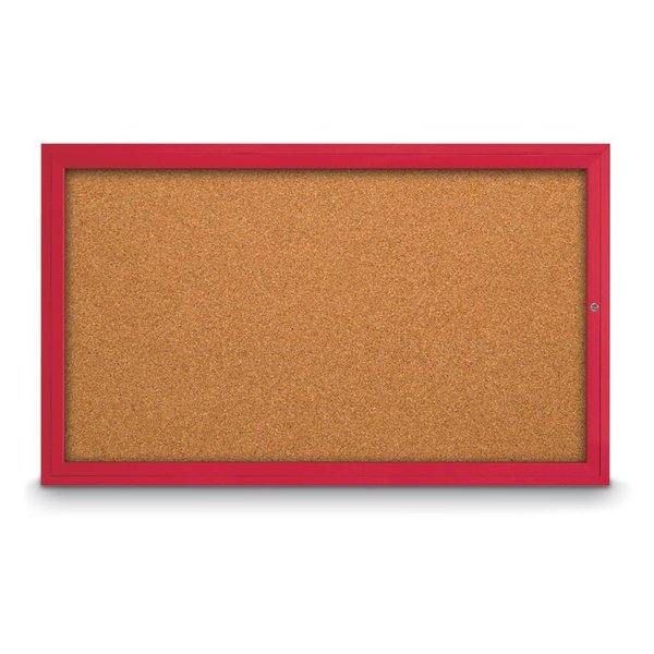 United Visual Products Slim Enclosed Corkboard, 24"x36", Bronze Alum Frame/Amethyst UVEB2436-BRONZE-AMETHY